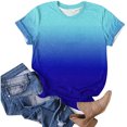 thumbnail image 4 of ICHUANYI Clearance Women's Fashion Comfortable Casual Round Neck Short Sleeve Print Top Blouse(Blue, XL) ICHUANYI WER2023080807377, 4 of 5