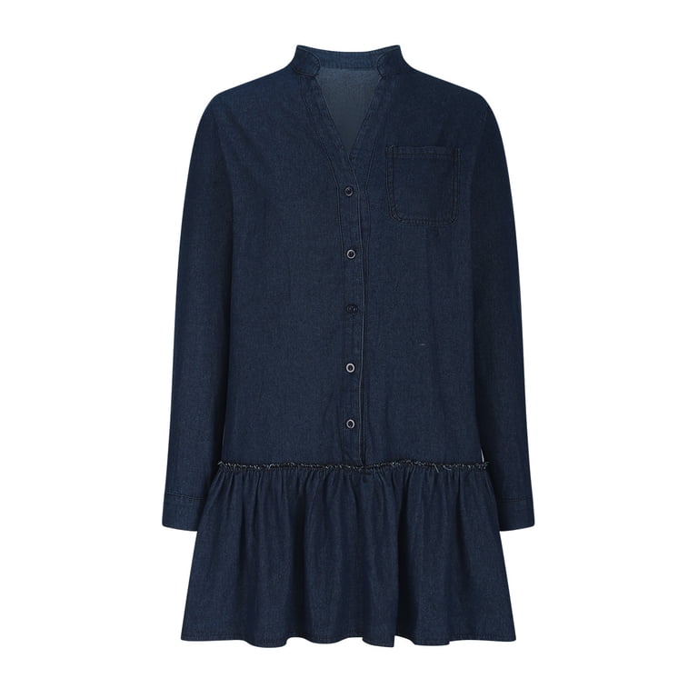 denim peplum hem dress Topshop - Denim Peplum Hem Mini Dress - Women - Cotton - 8 US