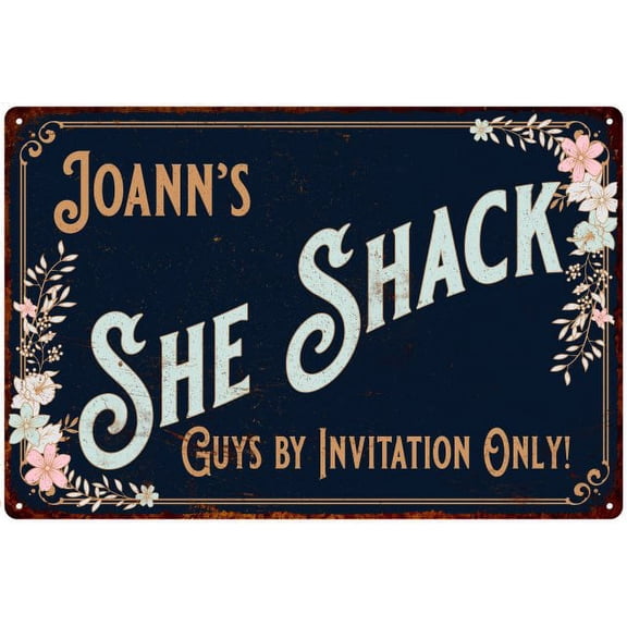 Joann's SHE SHACK Sign Metal Wall Decor 8 x 12 High Gloss Metal 208120060167