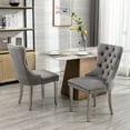 thumbnail image 3 of Furnieka Velvet Tufted Dining Side Chairs, Gray (Set of 6), 3 of 9