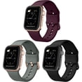 thumbnail image 1 of Paquete de 3 correas compatibles con Apple Watch de 45 mm, 44 mm y 42 mm, pulseras deportivas de silicona suave, correa de repuesto con cierre clásico para Iwatch Series Se 7 6, 1 of 5
