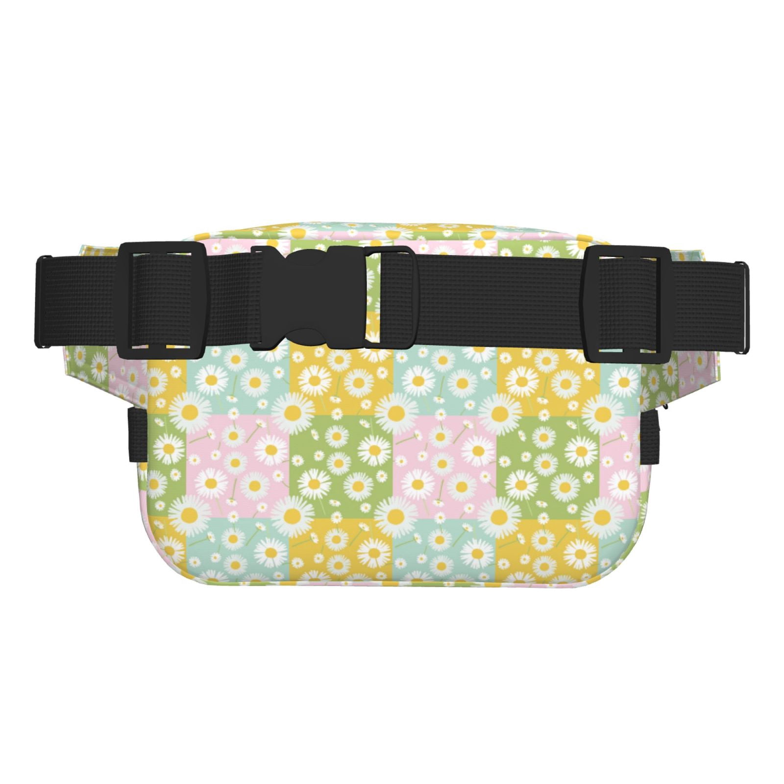 Picia Daisies Flowers Print Square Double-Layer Waist Bag Mini Adjustable Waist Belt Bag Exercise Running Travel Hiking
