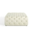 thumbnail image 4 of Tufted Accent Chair Ottoman, Square, Velvet, Ivory White, Modern Contemporary Urban Design, Living Lounge Room Hotel Lobby Hospitality, 4 of 7