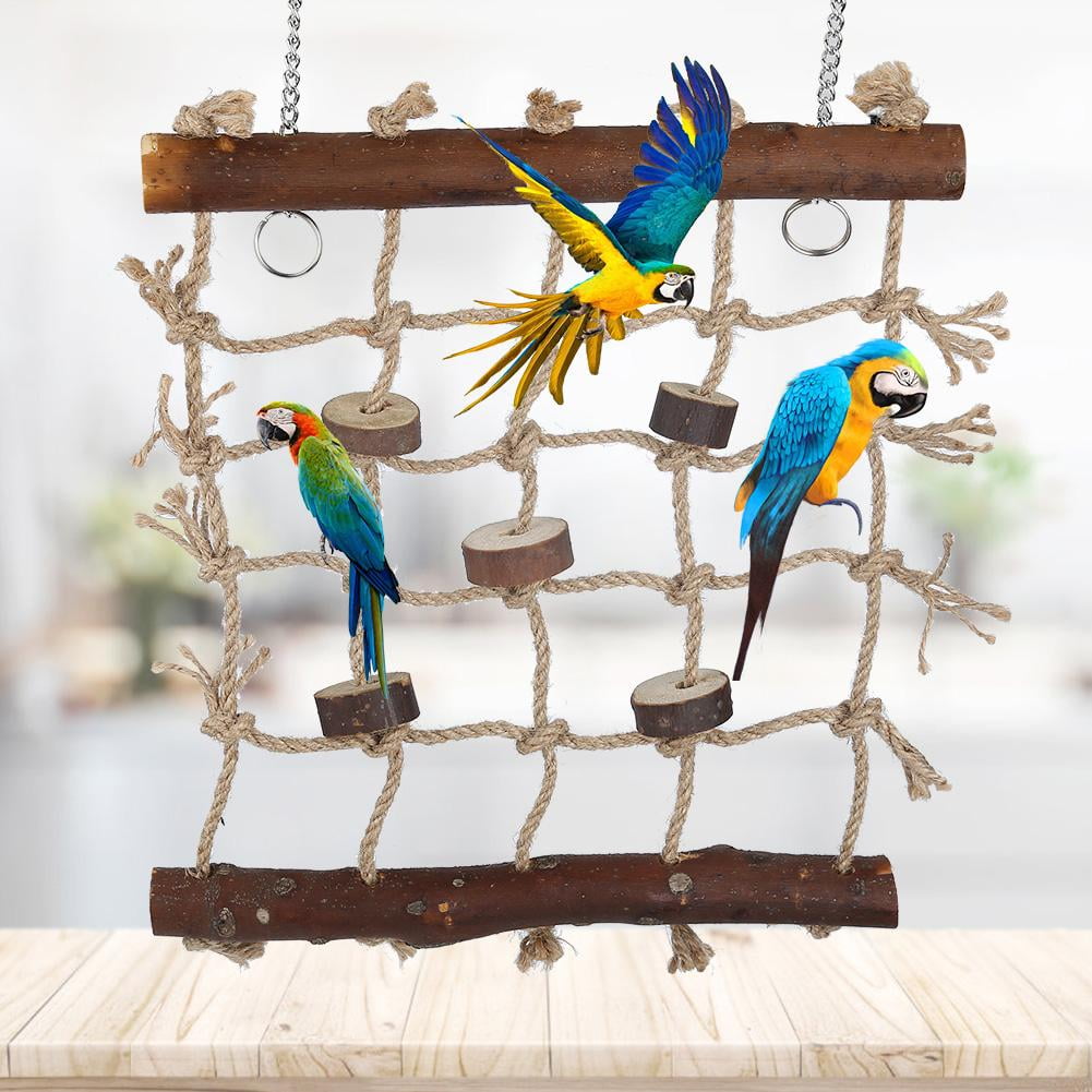 OTVIAP 1Pc Cage Bird Parrot Toys Hemp Rope Climbing Ladder Birds