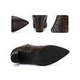 thumbnail image 2 of BLISSFUL STEP Women's Ankle Boots Pointed Toe Ruched Chunky Heel Side Zip Ankle Boots Coffee 10, 2 of 6