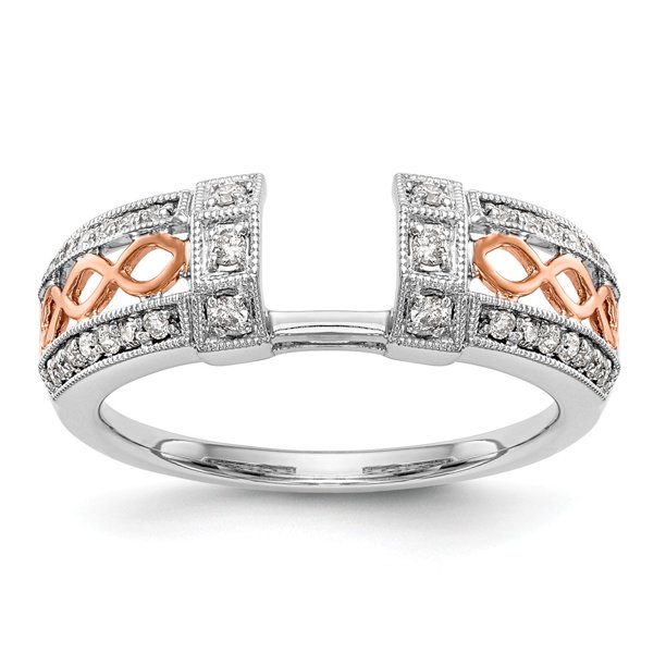 AA Jewels Solid 14k White and Rose Gold Engagement Diamond Wrap