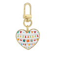 thumbnail image 1 of Merry mas Colorful Flag Illustration Gold Heart Keychain Metal Keyring Holder, 1 of 3