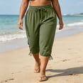 thumbnail image 5 of VBVC Women's Plus Drawstring Loose Capri Joggers , Casual Summer Stretchy Pants For Women , Ladies' Comfy Adjustable Hem Crop Trousers with Pockets, Green , XL-5XL, 5 of 8