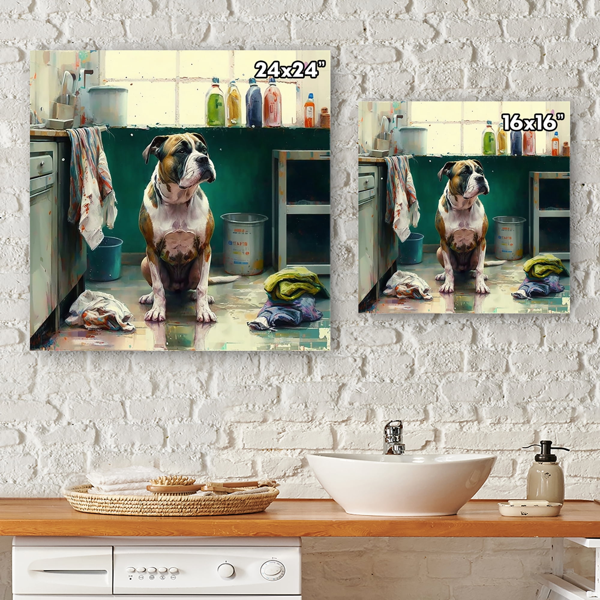 Designart Boxer Dog Don T Like Cleaning III Canvas Wall Art