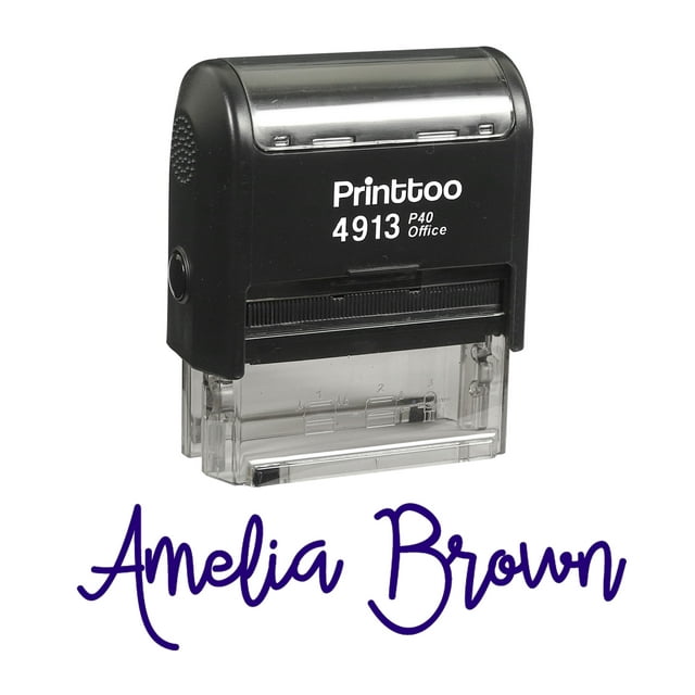 Printtoo Tampon Auto-Adhésif Personnalisé Violet Signature en Caoutchouc-58 x 22 mm