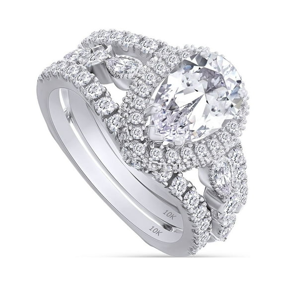 AFFY 2.50CT Moissanite Diamond Wedding Bridal Band Ring Enhancer Engagement Ring Set for Women 10K White Gold-4