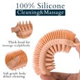 thumbnail image 5 of FOLADION 2 in 1 Silicone Body Cloud Scrubber, Shower and Shampoo Massaging Brush, Exfoliating Body and Head Scrubber, Scalp Massager/Brush, Easy to Clean (Salmon Pink), 5 of 9