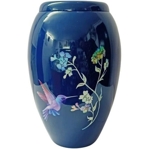 Large Flower & Hummingbird Cremation Urn – Memorial Urn for Adult Human and Dog Ashes