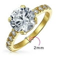 thumbnail image 2 of Bling Jewelry Womens Classic 4CT CZ Round Solitaire Engagement Ring Gold Sterling Silver Cubic Zirconia Thin Pave Band, 2 of 6
