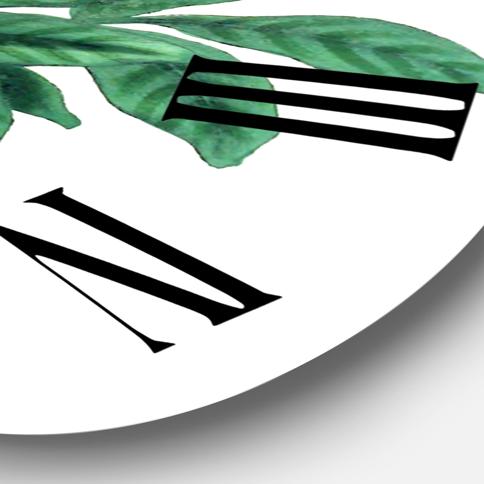 Designart 'Vintage Green Leaves Plants Iv' Traditional Wall Clock