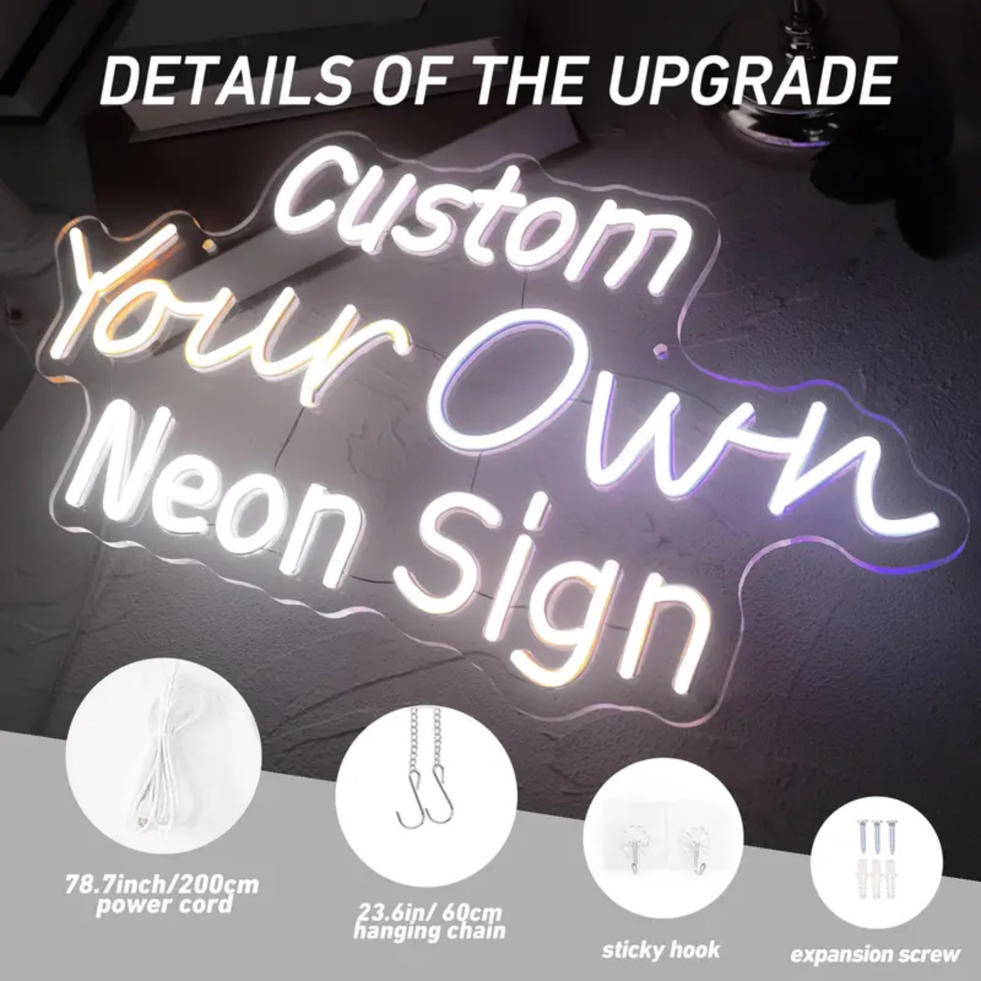 UPONRAY Three Lines Custom Neon Signs, Usb Powered with Adjustable Brightness Wall Decor for Gifts, Green, 10 inch