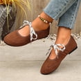 thumbnail image 4 of Bow Tie Flat Dress Shoes, Lace Up Ballet Flats for Women Mary Jane Shoes | Round Toe, Faux Suede, Slip On, Low Heel, Soft Insole, Arch Support, All Day Comfort, Daily Walking, Casual Ballerina Shoes, 4 of 8