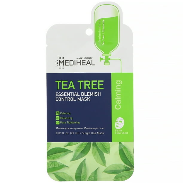 Mediheal Tea Tree, Essential Blemish Control Mask, 5 Sheets, 0.81 fl oz (24 ml) Each Walmart