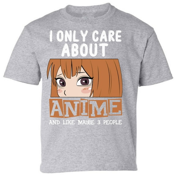 Youth T-shirt I Only Care About Anime Kids Tees - XS S M L XL Japanese Kawaii - Anime Clothes Short Sleeve Boys Girls Graphic Tee