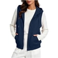 thumbnail image 3 of Women's Sleeveless Zip Up Hoodies Vest Plus Size Lightweight Drawstring Waistcoats Loose Fit Jackets Vests, 3 of 10