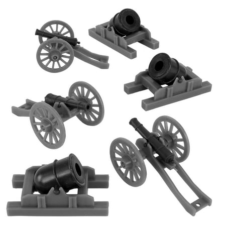 BMC Revolutionary War Cannon & Mortar - Miniature 6pc Plastic Soldiers Accessory