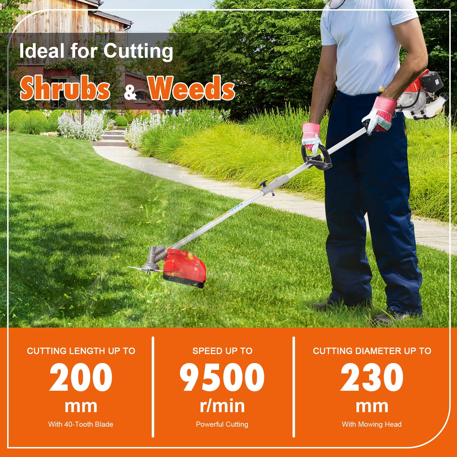 Yedigre Powerful 52cc Hedge Trimmer & Brush Cutter - 10000 RPM for Heavy Duty Yard Work