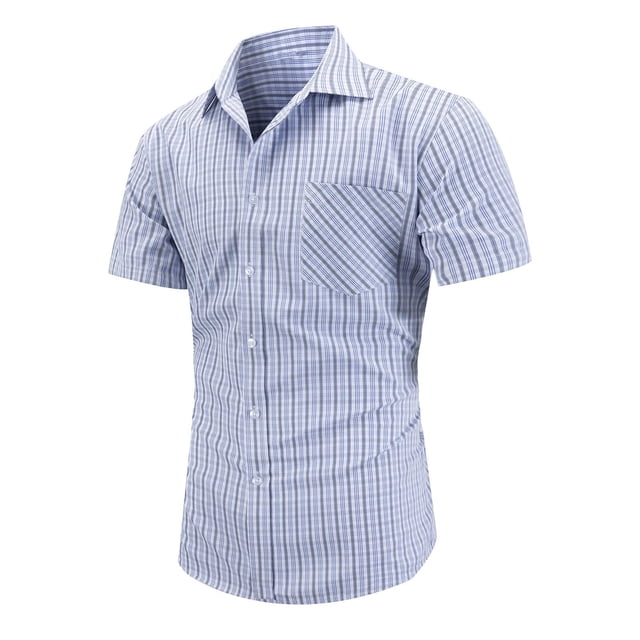 Blusa y camisa de manga corta con cuello vuelto para hombre, blusa informal a la moda con botones, cómoda y de manga corta con cuello vuelto, blusa de poliéster para hombre.