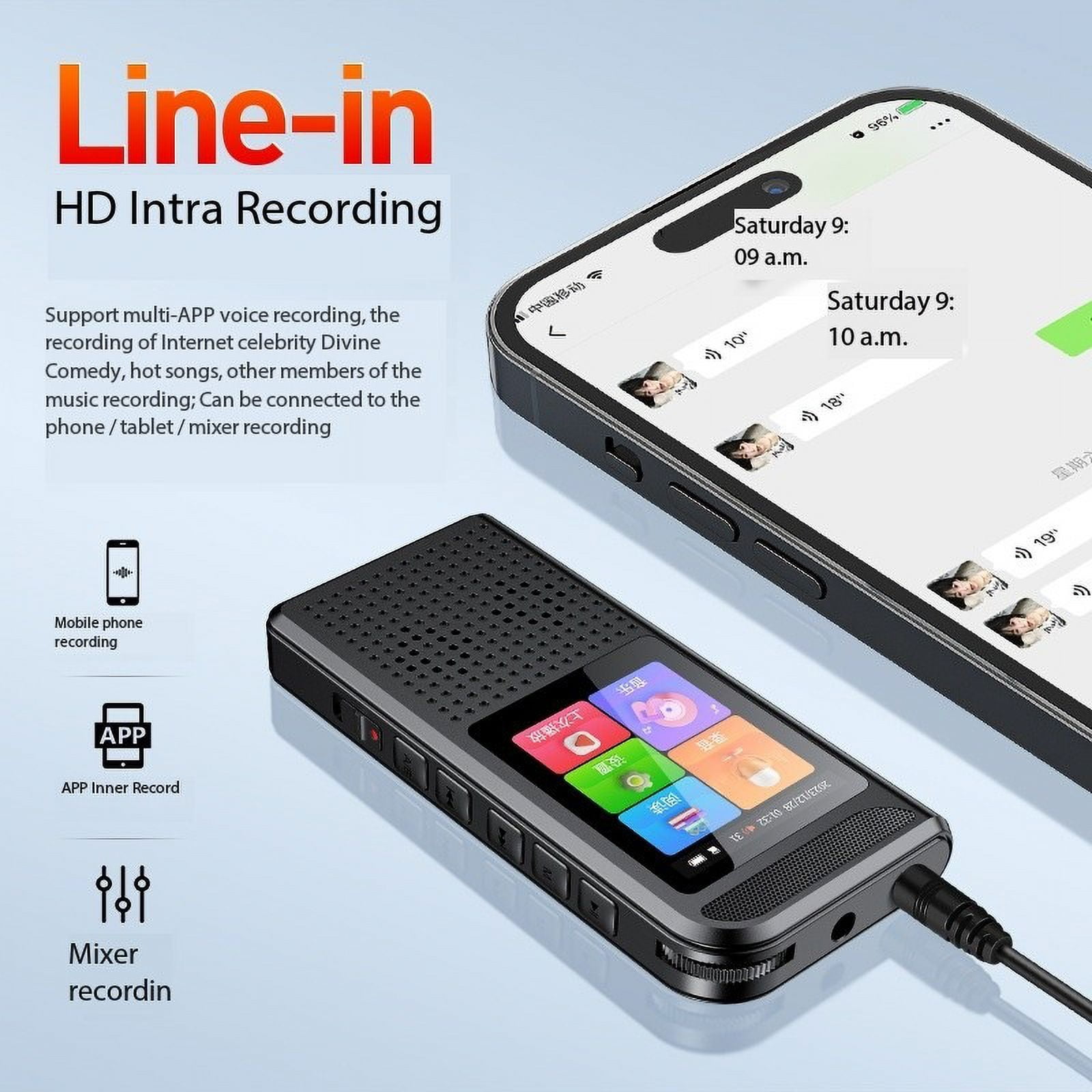 CJBZLCPCOO Voice Recorder Recording Device Digital Voice Recorder for Lectures, Meetings, Interviews Audio Recorder with USB Rechargeable