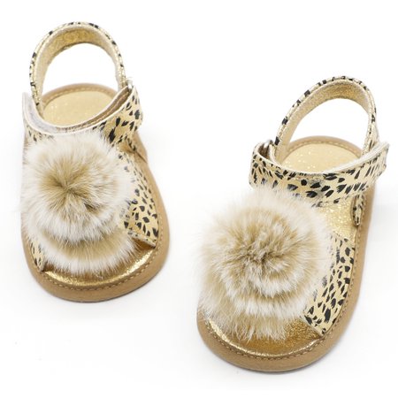 

Baby Girls Sandals Fashionable Decorative Pom Pom Summer Toddler Sandals Girls Flat Sandals