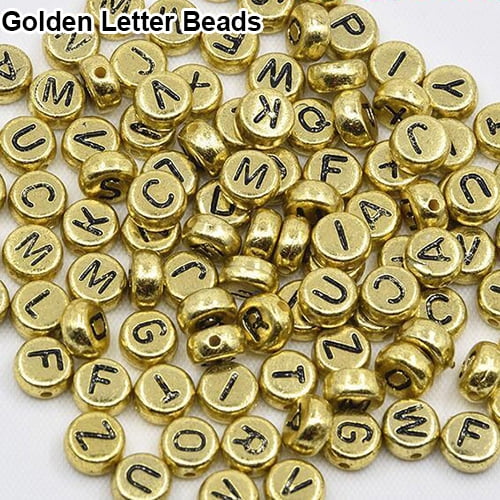 Shulemin 100 Pcs Spacer Acrylic Beads Cube Alphabet Letter Bracelet Jewelry  Making DIY Golden Letter Beads 