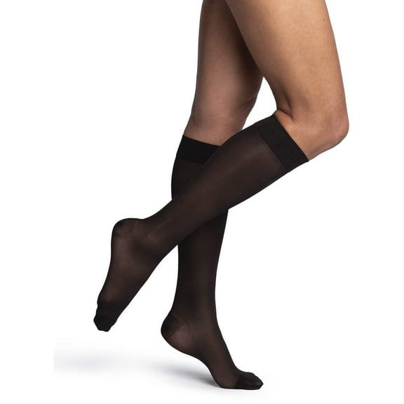 Sigvaris 981 Dynaven Sheer Closed Toe Knee Highs - 15-20 mmHg Black SL
