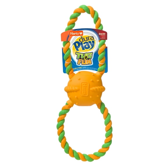 Hartz Dura Play Double Ring Bacon Scented Dog Toy, Latex, 1ct