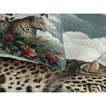 thumbnail image 3 of Ambesonne Leopard Quilted Coverlet 3 Pcs, Roses Wild Animal on Clouds, King Size, Grey Teal and Scarlet, 3 of 4