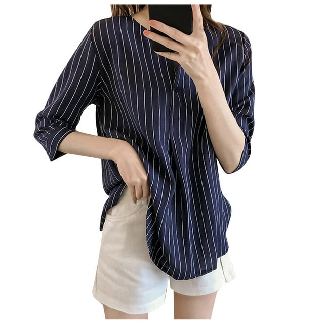 Kcodviy Chemise Femme Manches Mi-Longues à Œillets pour Femmes Blouse Décontractée Tunique Hauts Graphiques pour Femmes Blouse à Boutons Chemises d'Entraînement pour Femmes