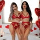 thumbnail image 4 of Gibobby Lencería sexy de mujer tanga Día de San Valentín Encaje Tanga Bragas Ropa interior Liga Mujer Sexy Sujetador Lencería Ropa de dormir Conjunto Nuevos íntimos(Rojo, M), 4 of 5