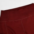 thumbnail image 4 of hlysgo Women's Leggings Yoga Shorts Tummy Control Elastic Waist Slim Fit Short Workout Gym Soft Comfort Shorts with Side Pockets Wine,2xL, 4 of 6
