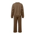 thumbnail image 5 of Xaqiouau Women's V-Neck Sweatshirt and Wide Leg Pants Set Loose Fit Long Sleeve Pullover Top High Waisted Drawstring Tracksuit Casual Lounge Wear 2 Piece Outfit Khaki XL, 5 of 9