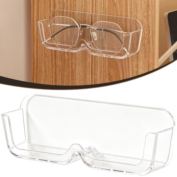 ZMGEJPW Wall Mounted No‑Drill Eyeglasses Holder, Adhesive Sunglasses Storage Organizer Rack, Plastic Eyewear Display Case for Bedroom Bathroom Hallway RV Home Use