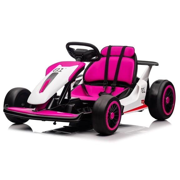 TROPOW Go Kart,for Kids, 24V Drift Kart with 2X200W Strong Motor, 7AH Big Battery, Electric Pedals, Electric Go Kart Outdoor Race Toy,Christmas Gift for Kids,Pink