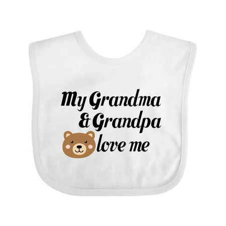 

Inktastic Grandma and Grandpa Love Me Baby Bear Gift Baby Boy or Baby Girl Bib