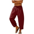thumbnail image 5 of DPTALR Men's Boho Solid Color Casual Pants Elastic Waist Multi-Pocket Loose Trousers,Wine,XXL, 5 of 8