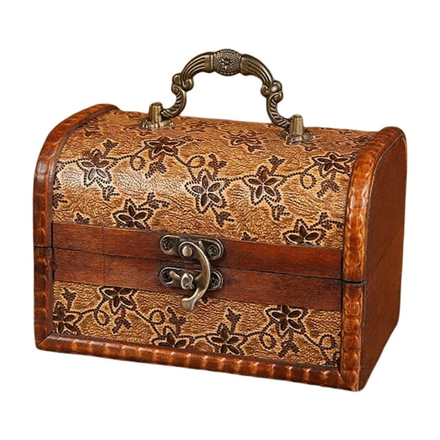 DOLITY Chinese Jewelry Storage Box Lockable Keepsake Decorative Home Decor Wooden A