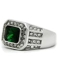 thumbnail image 4 of Luxe Jewelry Designs Men's Stainless Steel Ring with Emerald Synthetic Glass and Clear Stones - Size, 4 of 4