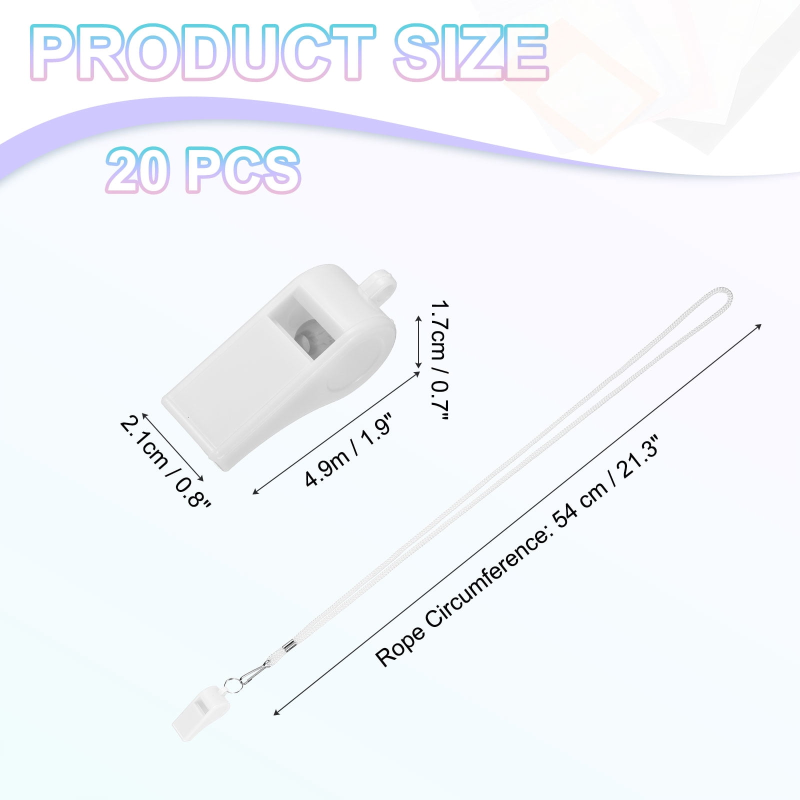 Uxcell Plastic Whistles with Lanyard, Training Sports Gather Whistles Loud Crisp Sound Colorful Bulk Whistle 20 Pcs & White -Fitting for (Coaches/Referee/Outsides/Team Events)