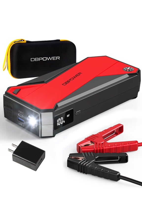 Peak 3000A 18000mAh Portable Car Jump Starter (up to 8.0L Gas, 6.0L Diesel Engine) Battery Booster with Smart Charging Port, Compass, LCD Screen and LED Light (Black/Red)