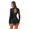 thumbnail image 5 of iiniim Women's Adult Figure Ice Skating Dress Long Sleeves Gymnastics Leotard Dancewear Costume Black S, 5 of 7