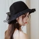 thumbnail image 4 of Guardurnaity Sombrero de paja con lazo, tejido ahuecado hecho a mano, cinta parasol para mujer, accesorios de verano Sombreros Negro, 4 of 6