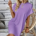 thumbnail image 3 of Nuoqisi Summer Dresses for Women Casual Short T Shirt Dress Short Sleeve Round Neck Straight Loose Flowy Mini Tee Shirt Dress, 3 of 6