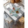 thumbnail image 2 of Nautical Anchor Suqare Tablecloth - 54 x 54 Inch, Turquoise Grey White Horizontal Stripe Waterproof & StainResistant Tablecloth, Washable Oil-proof Table Cover for Dining/Party/Wedding/Camping/Buffet, 2 of 9