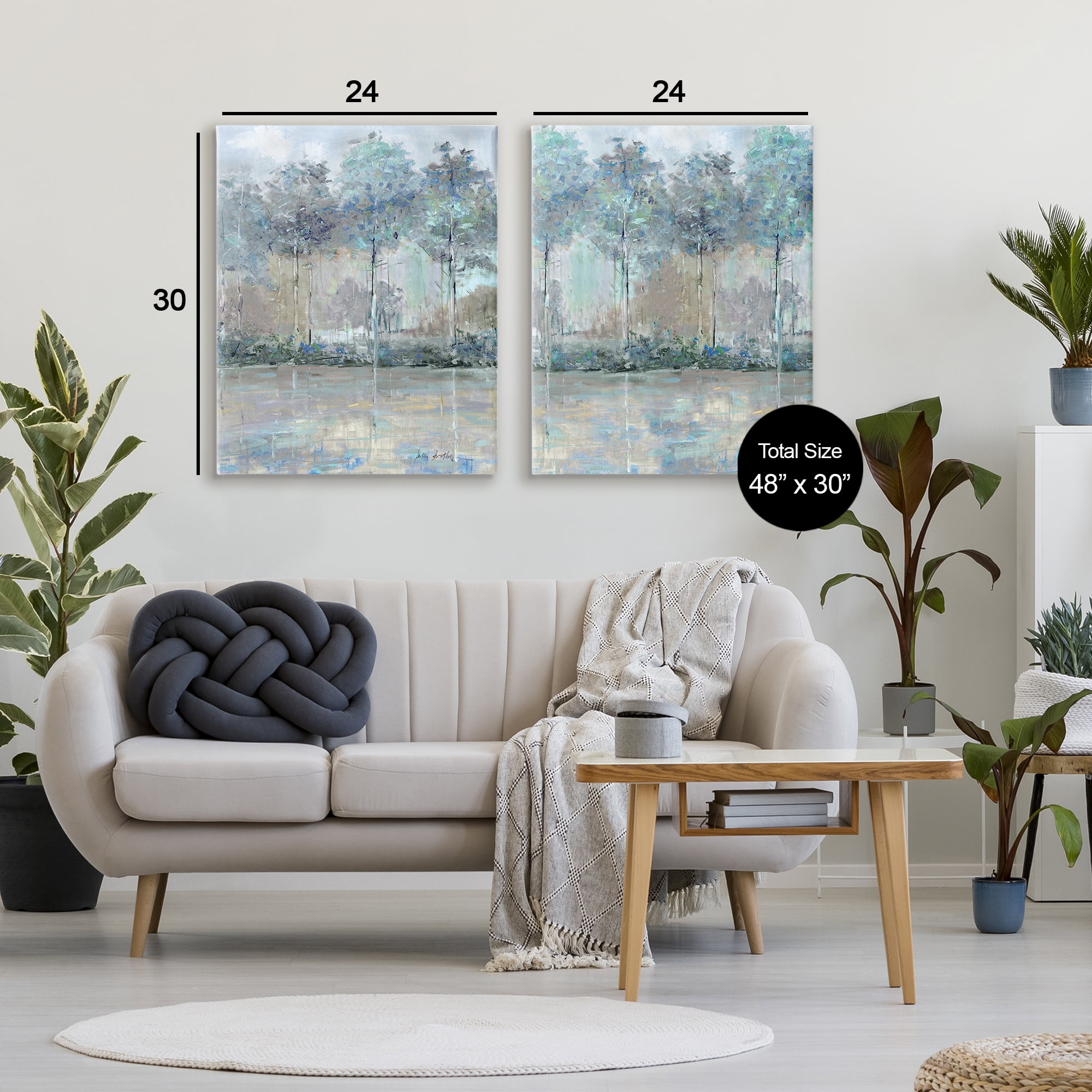 Stupell Industries Subdued Tree Landscape Impression 2 Piece Canvas Wall Art Set, design by Sally Swatland